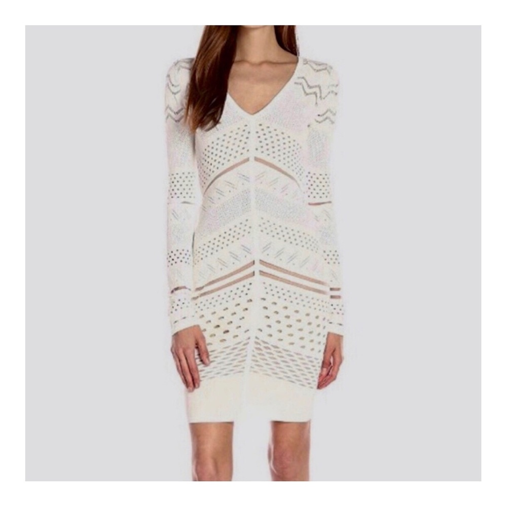 Bailey 44 White Laser-cut Open-back Bodycon Sheath - Picture 1 of 7